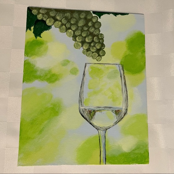 Wine Art Acrylic Painting on Canvas Board, 8" x 10" - Picture 5 of 5
